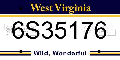 6S35176 West Virginia License Plate