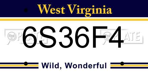 6S36F4 West Virginia License Plate