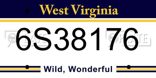 6S38176 West Virginia License Plate