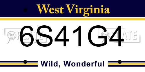 6S41G4 West Virginia License Plate
