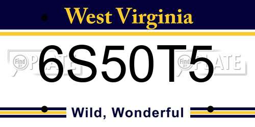 6S50T5 West Virginia License Plate