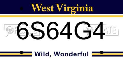 6S64G4 West Virginia License Plate