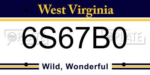 6S67B0 West Virginia License Plate