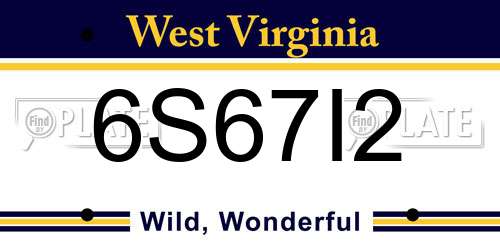 6S67I2 West Virginia License Plate