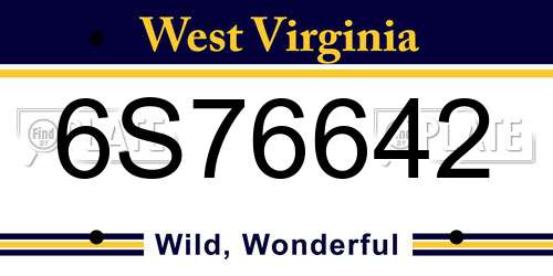 6S76642 West Virginia License Plate