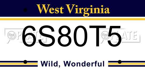 6S80T5 West Virginia License Plate
