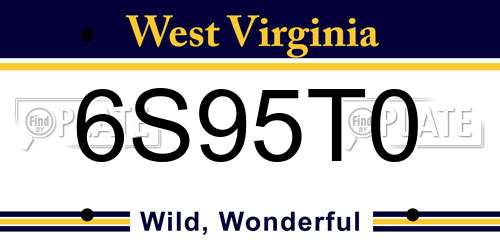 6S95T0 West Virginia License Plate