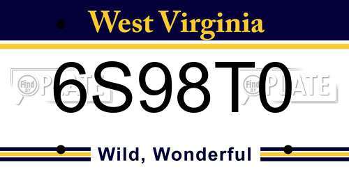 6S98T0 West Virginia License Plate