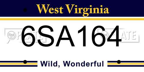 6SA164 West Virginia License Plate