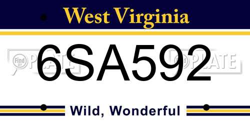 6SA592 West Virginia License Plate