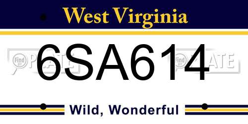 6SA614 West Virginia License Plate