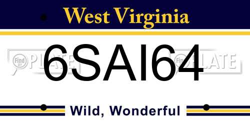 6SAI64 West Virginia License Plate