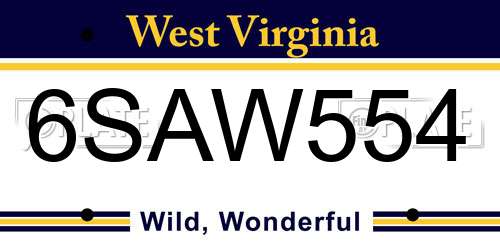 6SAW554 West Virginia License Plate