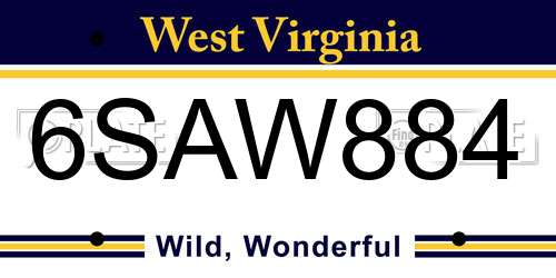 6SAW884 West Virginia License Plate
