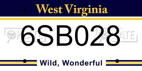 6SB028 West Virginia License Plate