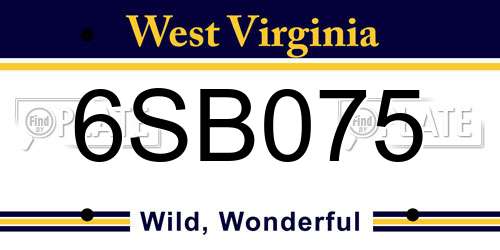 6SB075 West Virginia License Plate