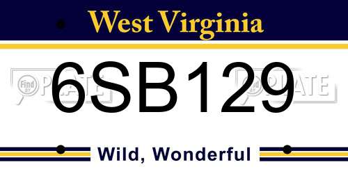 6SB129 West Virginia License Plate