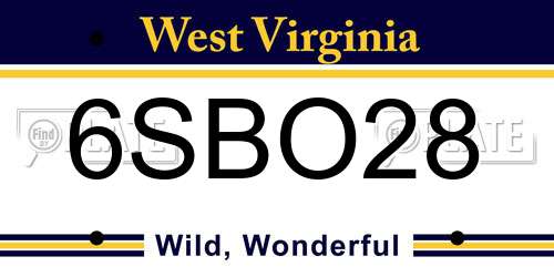 6SBO28 West Virginia License Plate