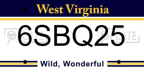 6SBQ25 West Virginia License Plate