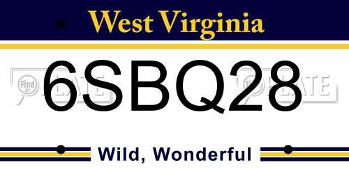 6SBQ28 West Virginia License Plate