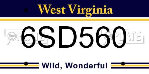 6SD560 West Virginia License Plate