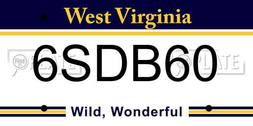 6SDB60 West Virginia License Plate