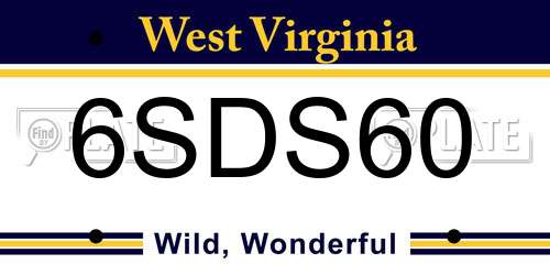 6SDS60 West Virginia License Plate