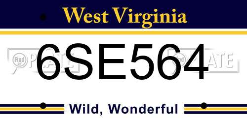 6SE564 West Virginia License Plate