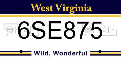 6SE875 West Virginia License Plate