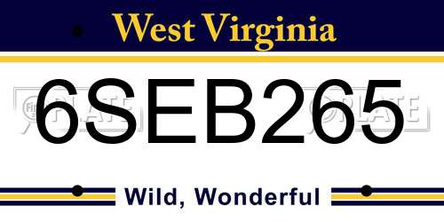 6SEB265 West Virginia License Plate