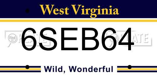 6SEB64 West Virginia License Plate