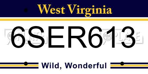 6SER613 West Virginia License Plate