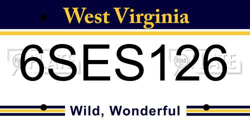 6SES126 West Virginia License Plate