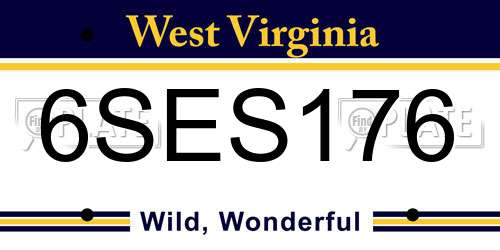 6SES176 West Virginia License Plate