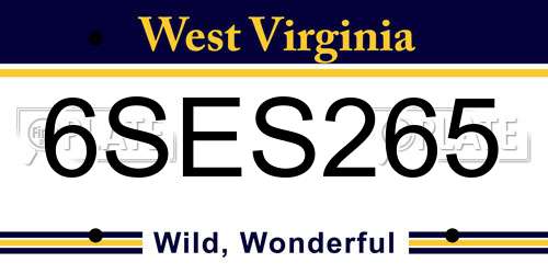 6SES265 West Virginia License Plate