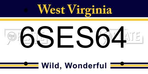 6SES64 West Virginia License Plate