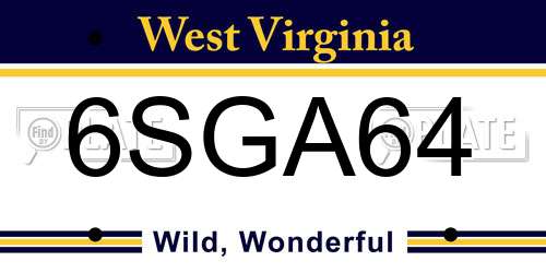 6SGA64 West Virginia License Plate