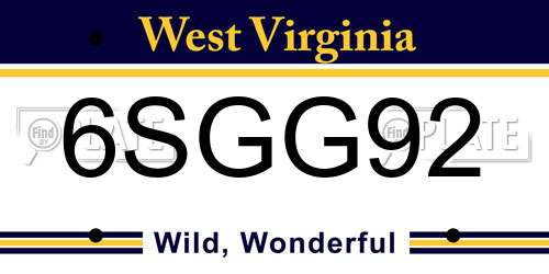 6SGG92 West Virginia License Plate