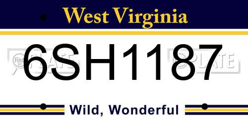 6SH1187 West Virginia License Plate