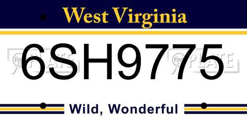 6SH9775 West Virginia License Plate