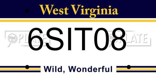 6SIT08 West Virginia License Plate