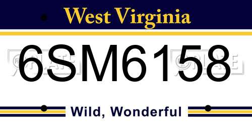 6SM6158 West Virginia License Plate