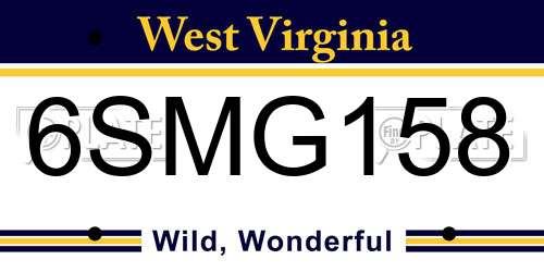 6SMG158 West Virginia License Plate