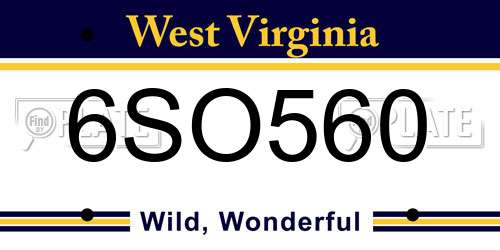 6SO560 West Virginia License Plate