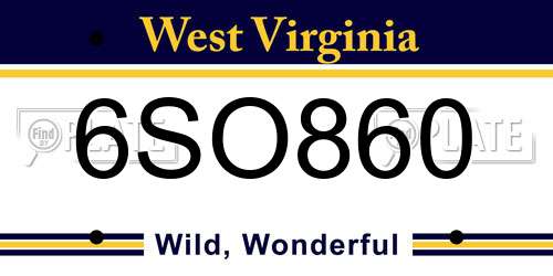 6SO860 West Virginia License Plate