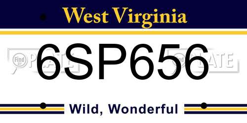 6SP656 West Virginia License Plate
