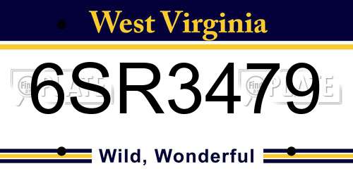 6SR3479 West Virginia License Plate