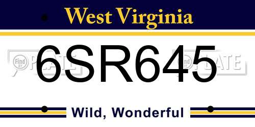6SR645 West Virginia License Plate