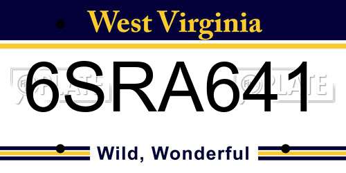 6SRA641 West Virginia License Plate