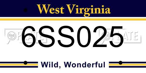 6SS025 West Virginia License Plate